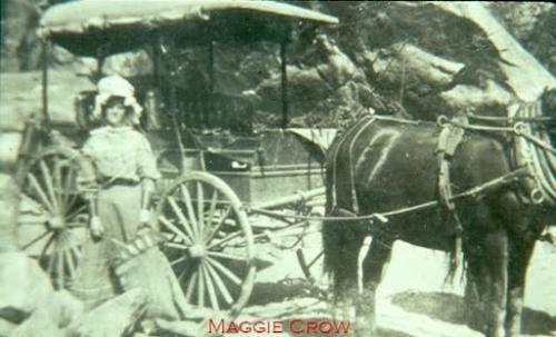 Maggie Crow in her wagon
